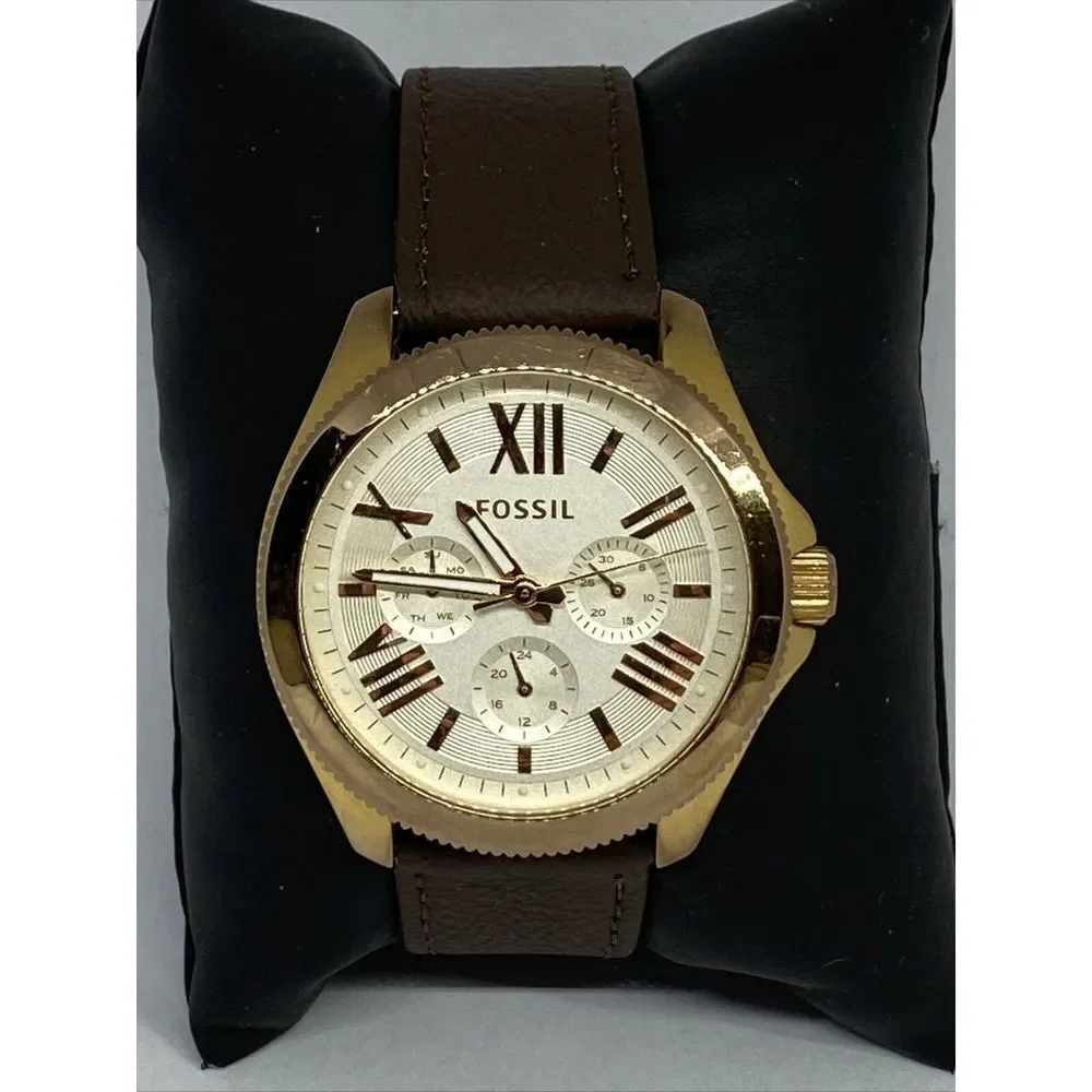 Fossil Cecile AM4620 Women's Brown Leather Analog Beige Dial Quartz Watch QB685